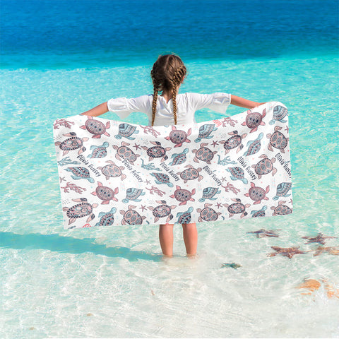Image of Personalized Name Ocean Sea Turtles Lovers Sea Animal Beach Towel