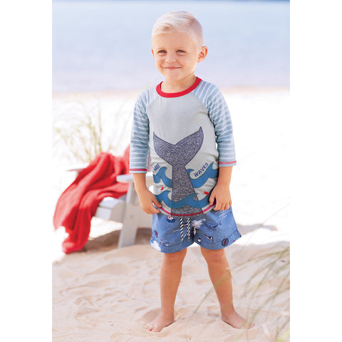 Image of Mud Pie Baby Boy Make Waves Whale Tail Rash Guard