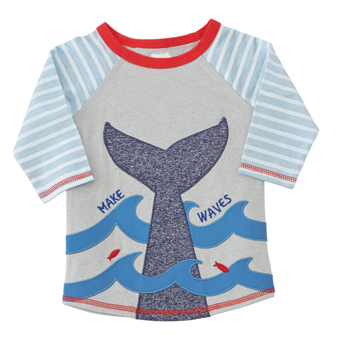 Image of Mud Pie Baby Boy Make Waves Whale Tail Rash Guard