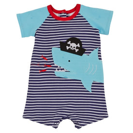 Mud Pie Baby Boy Shark Tank Pirate Hat One Piece Shortall