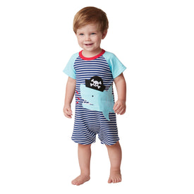 Mud Pie Baby Boy Shark Tank Pirate Hat One Piece Shortall
