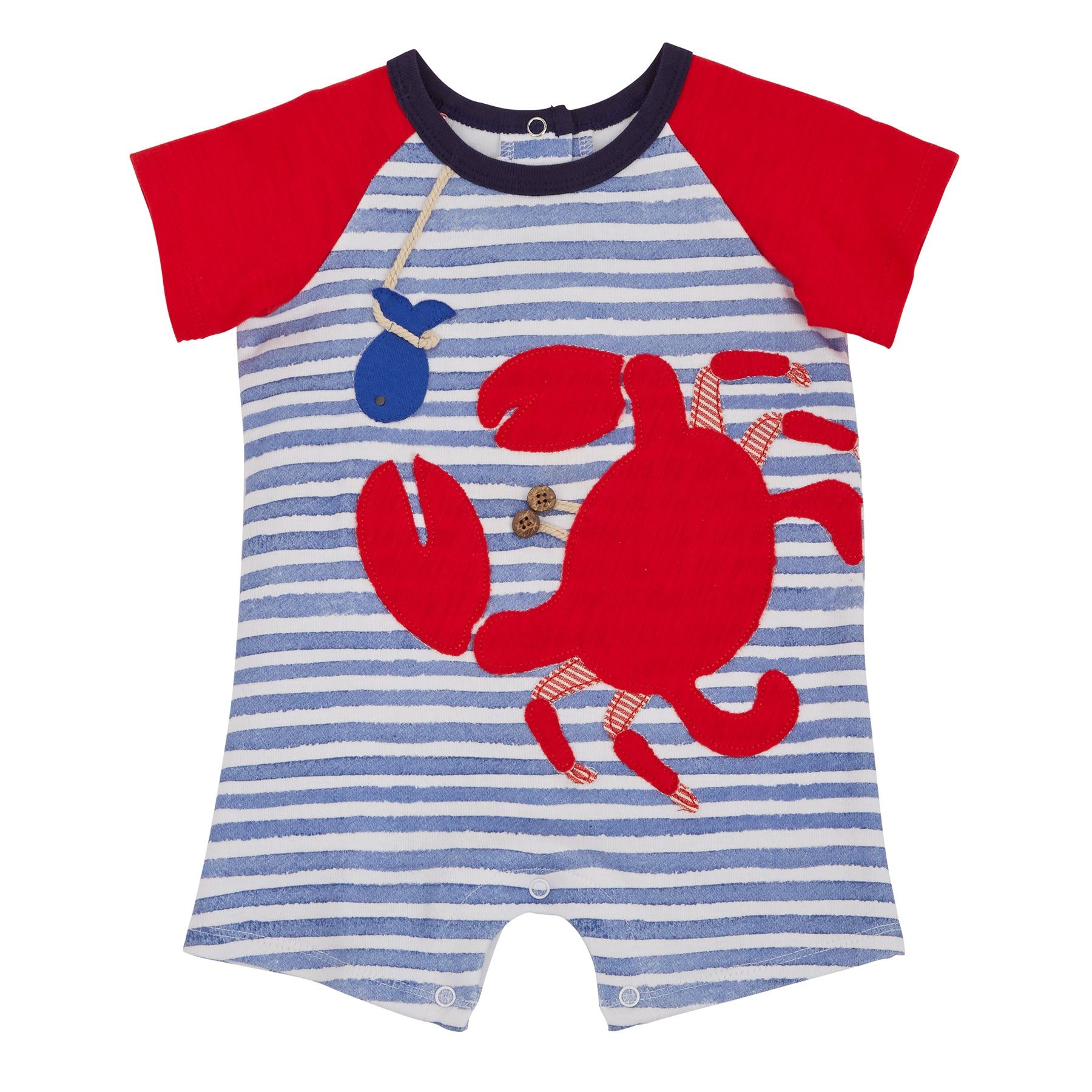Mud Pie Baby Boy Crab One Piece Shortall Romper