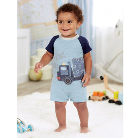 Mud Pie Baby Boy Honk Truck Shortall One Piece