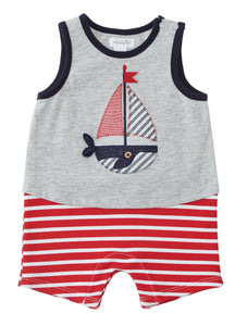 Mud Pie Baby Boy Sail Away Collection Whale Boat Tank Romper