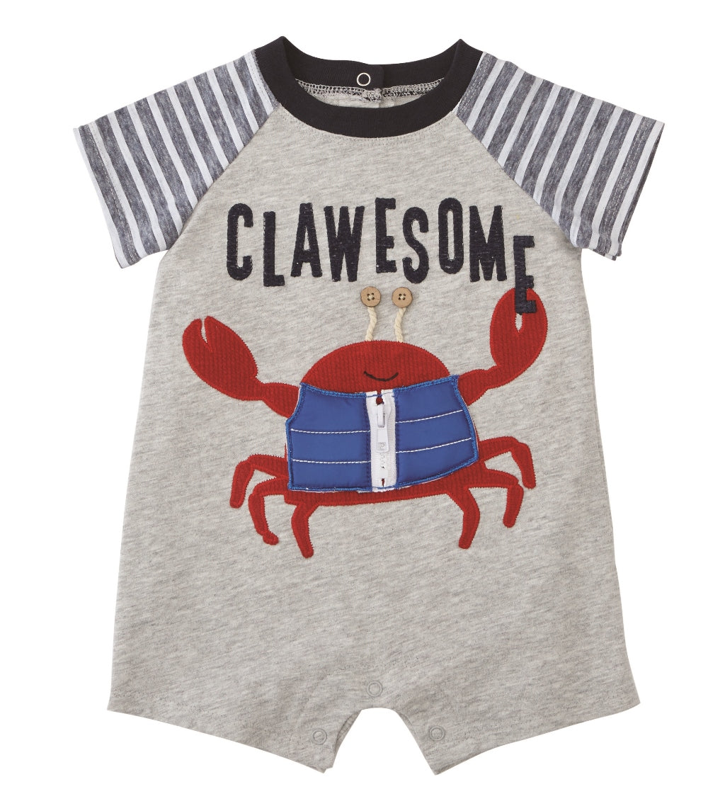 Mud Pie Baby Boy Crab Clawesome Raglan One Piece Playwear