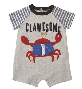 Mud Pie Baby Boy Crab Clawesome Raglan One Piece Playwear