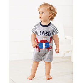 Mud Pie Baby Boy Crab Clawesome Raglan One Piece Playwear
