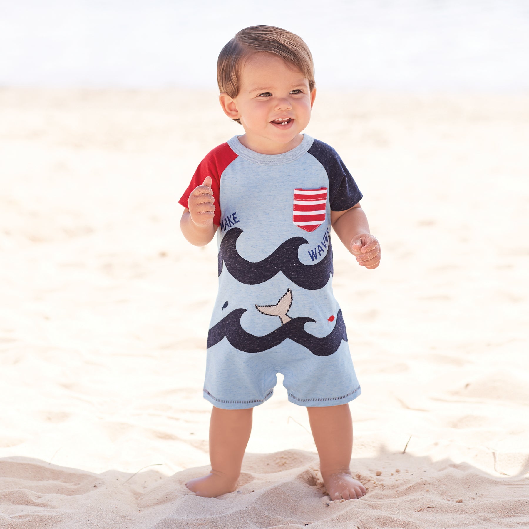 Mud Pie Baby Boy Make Waves One Piece Romper