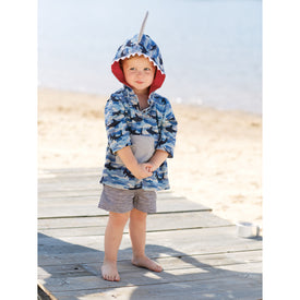 Mud Pie Baby Boy Shark Blue Camo Swim Trunk One Piece Coverup