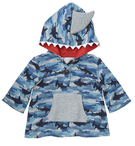 Mud Pie Baby Boy Shark Blue Camo Swim Trunk One Piece Coverup