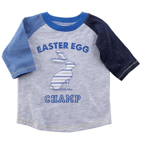 Image of Mud Pie Baby Boy Easter Egg Champ Bunny T-Shirt