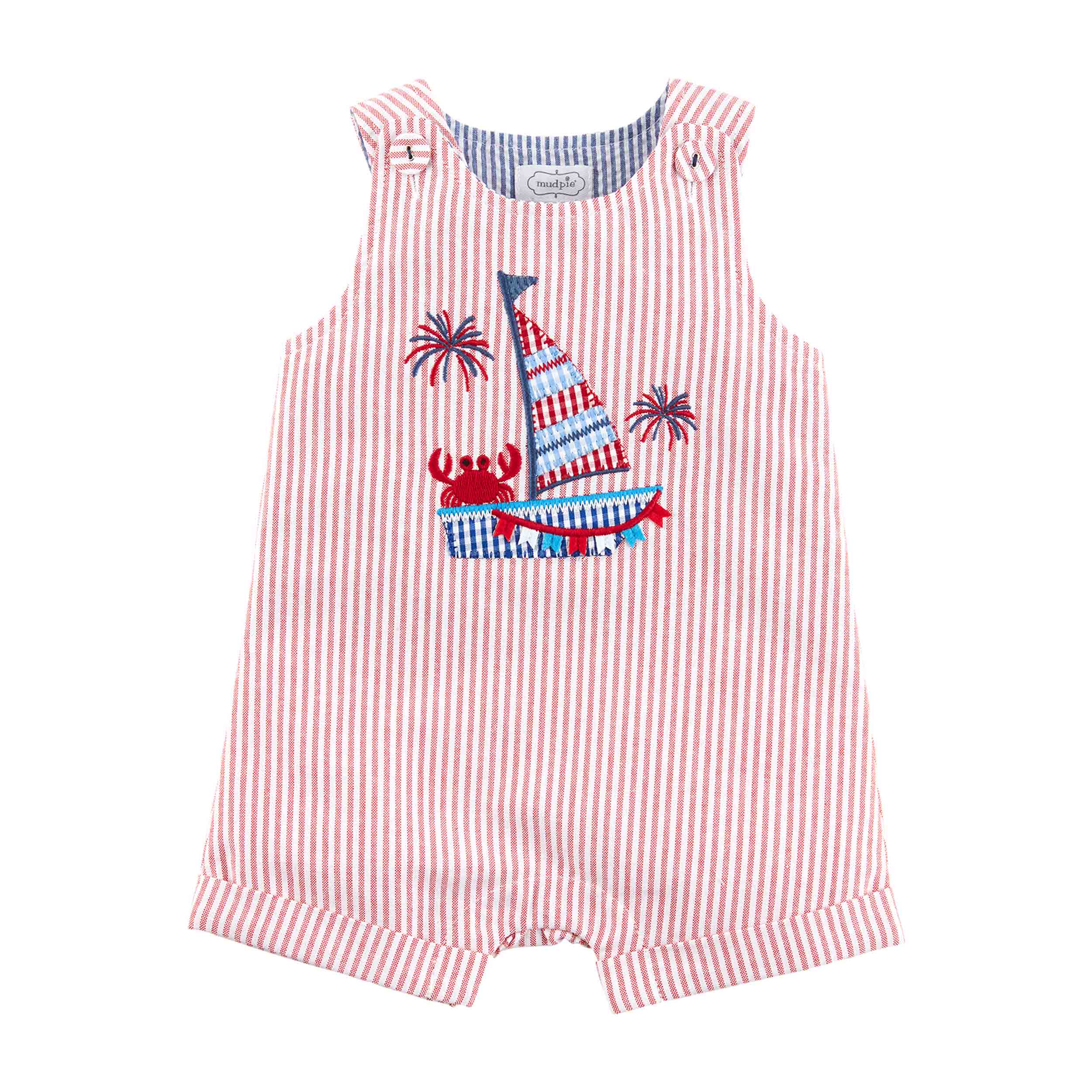 Mud Pie Little Boys' July Fourth Sailboat Jon Jon / Shortall / One Piece