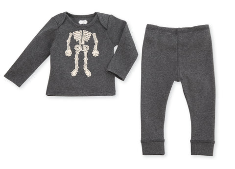 Image of Mud Pie Baby Boy Halloween Skeleton Long Sleeve Two Piece