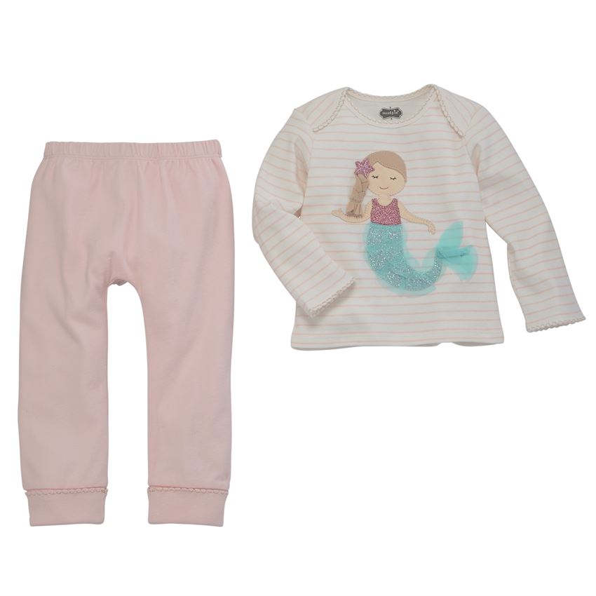 Mud Pie Baby Girl Pink Mermaid Tunic And Capris Set