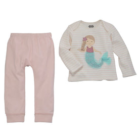 Mud Pie Baby Girl Pink Mermaid Tunic And Capris Set