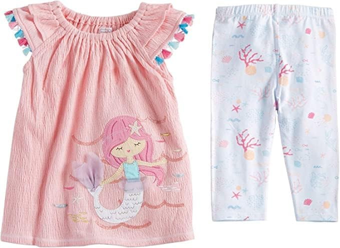 Mud Pie Baby Girl Mermaid Tassel Tunic And Capri Set