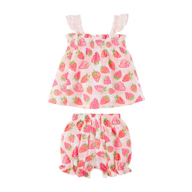 Mud Pie Little Girls' Strawberry Short Set