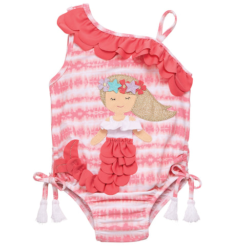Image of Mud Pie Baby Girl Summer Beach Tie Dye Mermaid Swimsuit