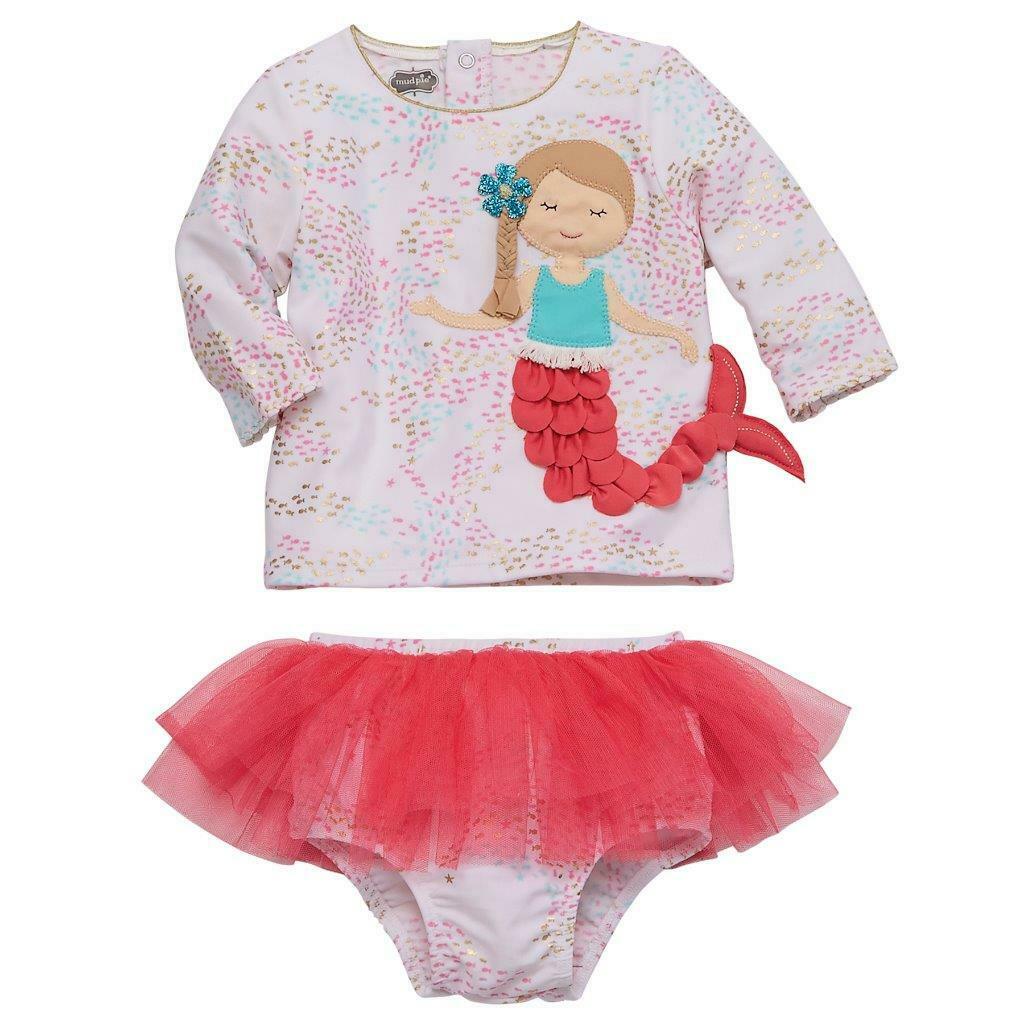Mud Pie Baby Girl Mermaid Rash Guard Swim Set