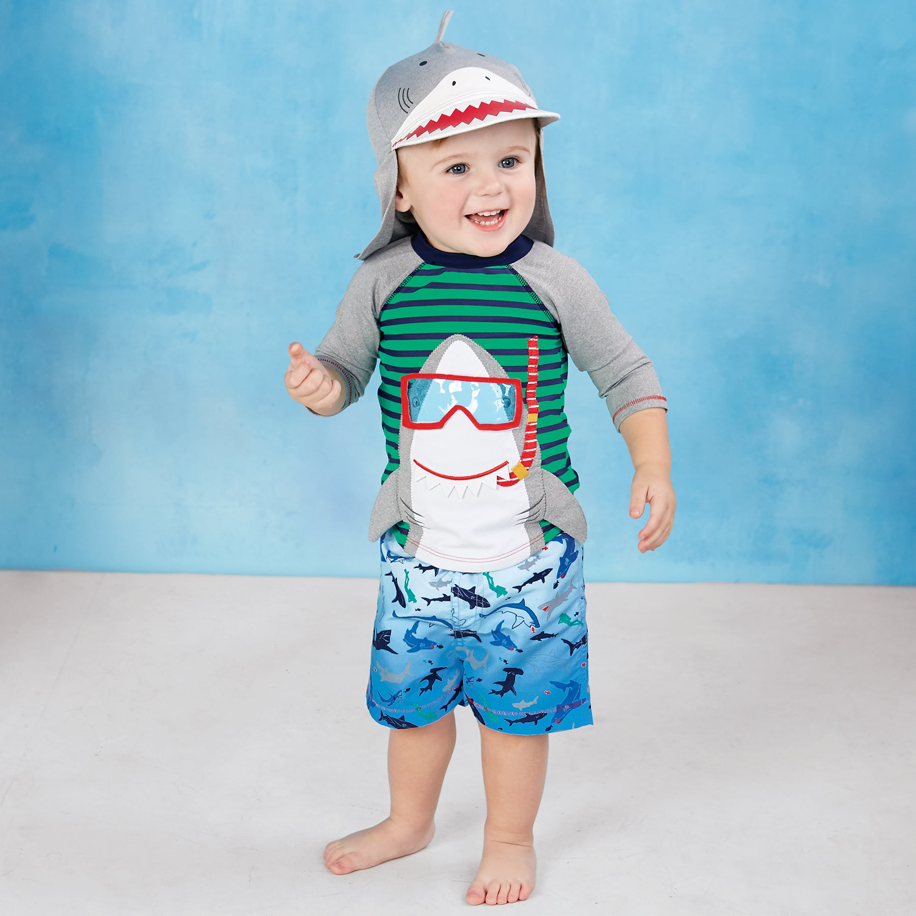 Mud Pie Baby Boy Snorkel Shark Swim Rash Guard