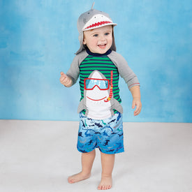 Mud Pie Baby Boy Snorkel Shark Swim Rash Guard