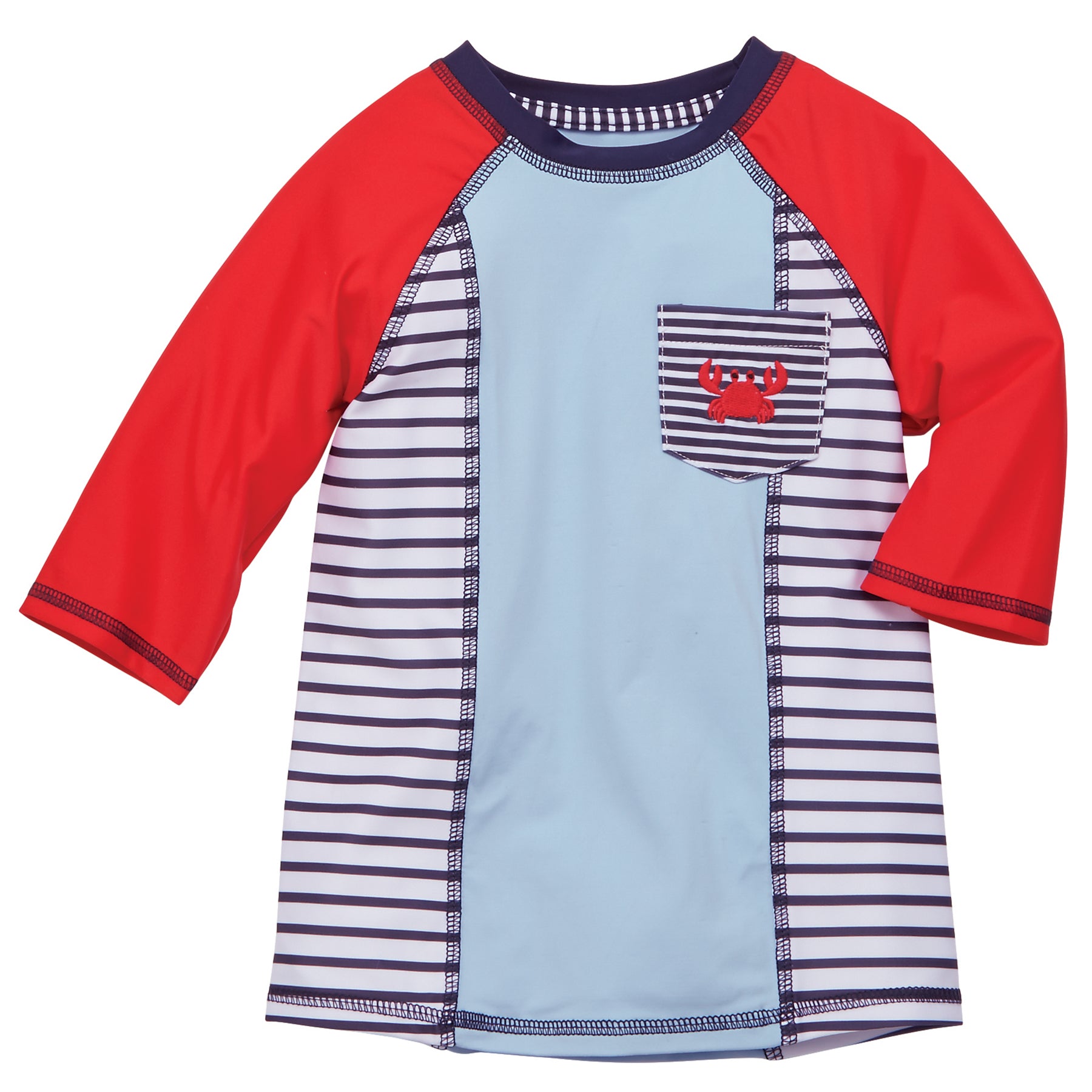 Mud Pie Baby Boy Red White Blue Striped Nautical Crab Rash Guard