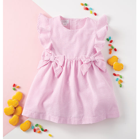 Image of Mud Pie Little Girl Pink Seersucker Dress Playwear