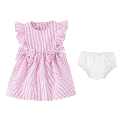 Image of Mud Pie Little Girl Pink Seersucker Dress Playwear