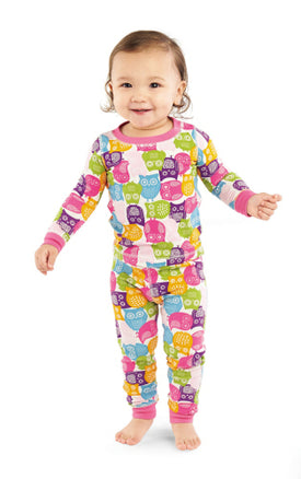 Mud Pie Baby Girl Pink Owl Pajamas Set