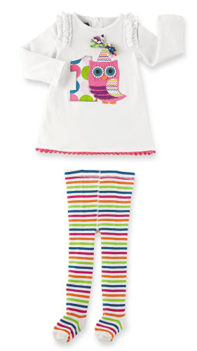 Mud Pie Little Girl Birthday Owl I'm 3 Top and Legging Set