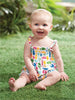 Mud Pie Baby Girl Safari Animal Sunsuit 1 Pc Outfit