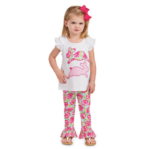 Mud Pie Baby Girl Easter Bunny Two Piece Playwear Set