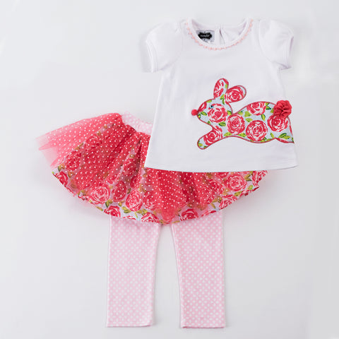 Image of Mud Pie Baby Girl Easter Bunny Tutu Legging Set