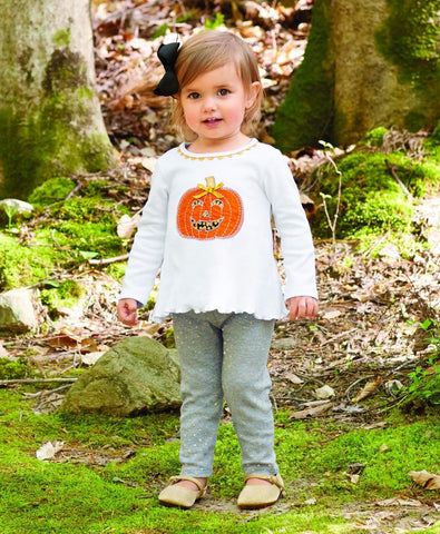 Image of Mud Pie Little Girls Halloween Pumpkin Tunic And Legging Set