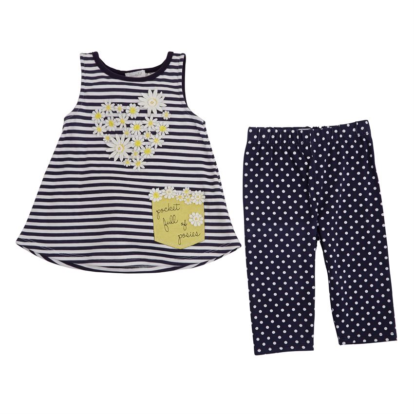 Mud Pie Baby Girl Oopsie Daisy Heart Tunic & Capri Set
