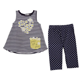 Mud Pie Baby Girl Oopsie Daisy Heart Tunic & Capri Set