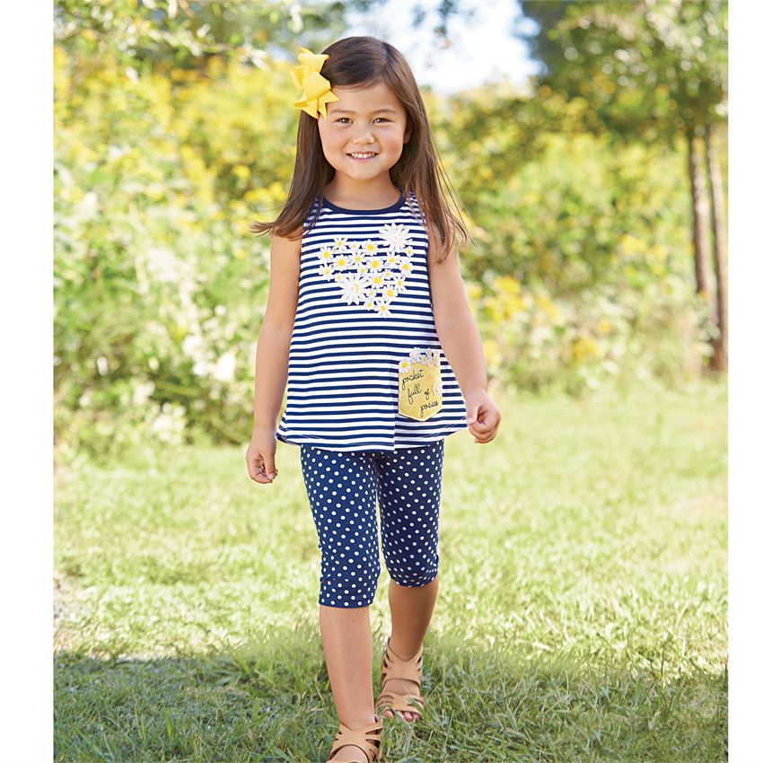 Mud Pie Baby Girl Oopsie Daisy Heart Tunic & Capri Set
