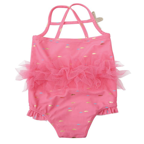 Image of Mud Pie Baby Girls Mermaid One Piece Swimsuit