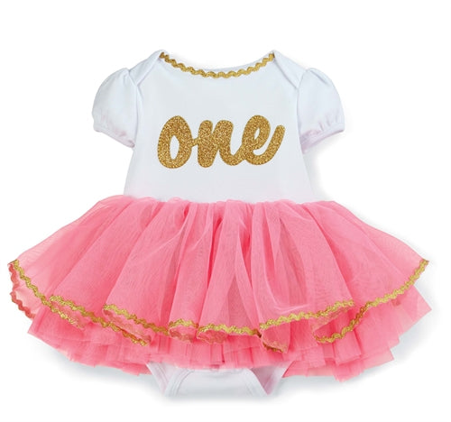 Mud Pie Baby Girls One Birthday Tutu Crawler