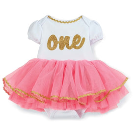 Mud Pie Baby Girls One Birthday Tutu Crawler