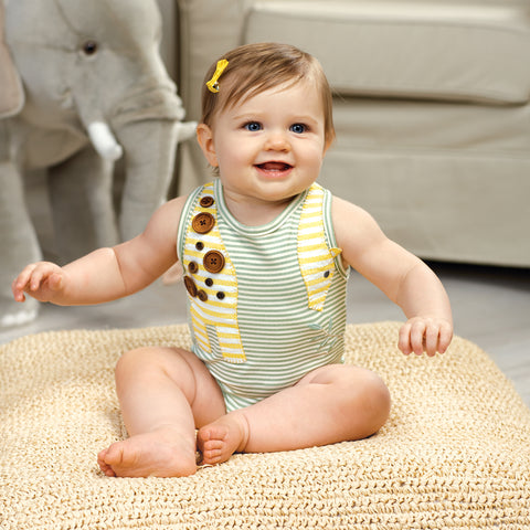 Image of Mud Pie Baby Girl Spring Summer Giraffe Striped Crawler