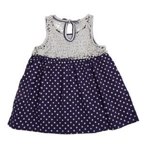 Mud Pie Baby Girl Daisy Navy Striped Polka Dot Dress