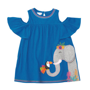 Mud Pie Little Girl Elephant Cold Shoulder Casual Dress