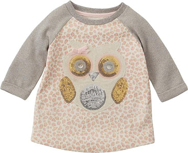 Mud Pie Baby Girl Sequin Spotted Owl Sweatshirt