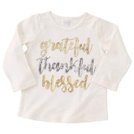 Mud Pie Liitle Girls' Thanksgiving Grateful Thankful Blessed Tee Top Shirt