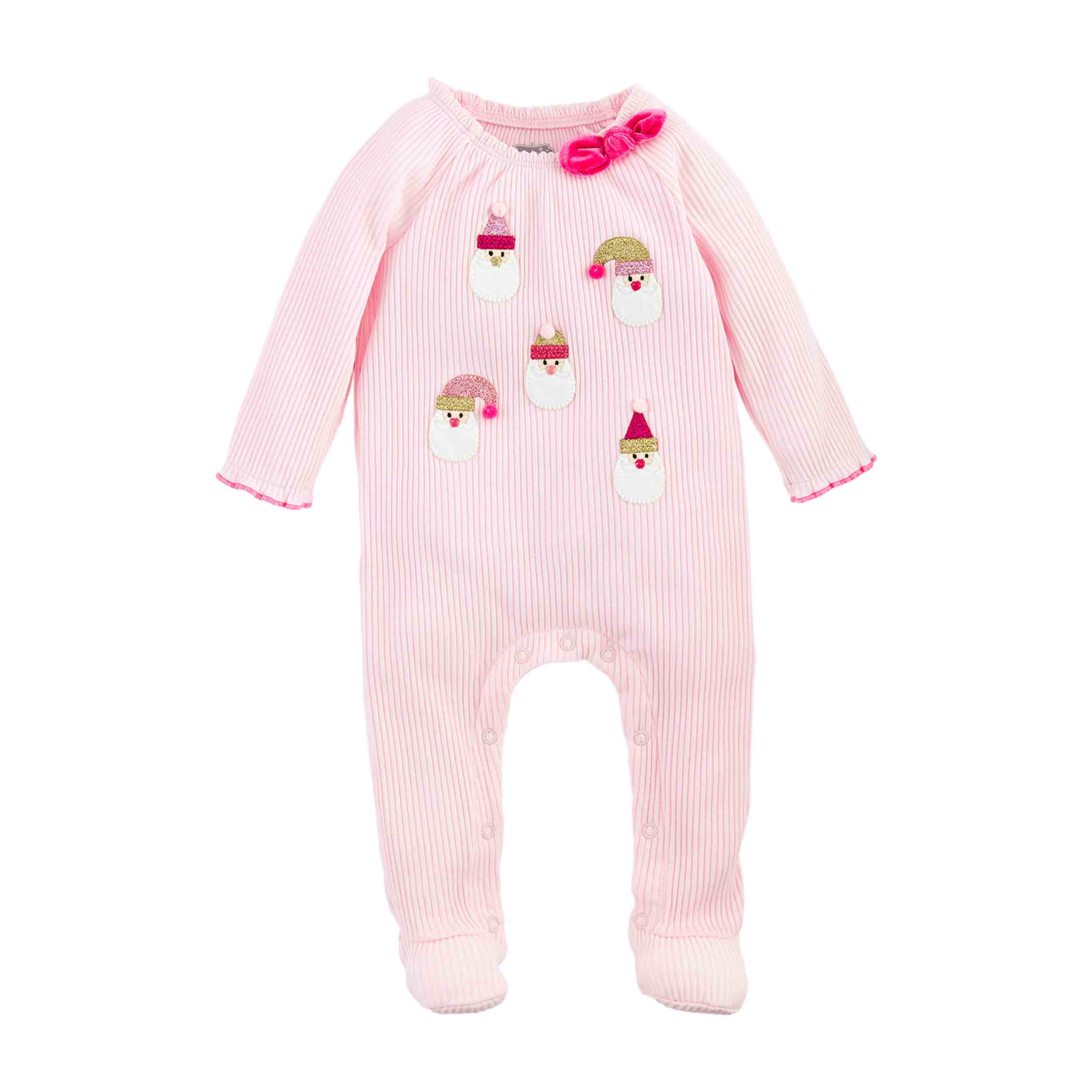 Mud Pie Baby Girls' Christmas Holiday Pom Pom Santa Baby Sleeper / Sleepwear