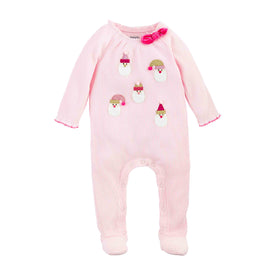 Mud Pie Baby Girls' Christmas Holiday Pom Pom Santa Baby Sleeper / Sleepwear
