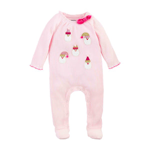 Mud Pie Baby Girls' Christmas Holiday Pom Pom Santa Baby Sleeper / Sleepwear