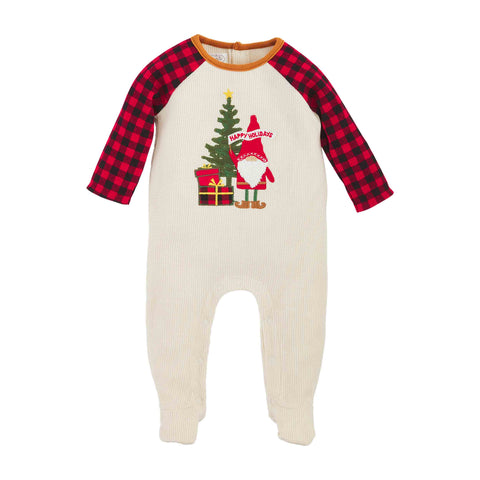 Mud Pie Baby Boys' Christmas Holiday Gnome Applique Baby Sleeper / Sleepwear
