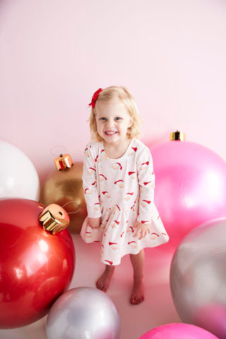 Image of Mud Pie Little Girls' Holiday Christmas Pink Vintage Santa Dress